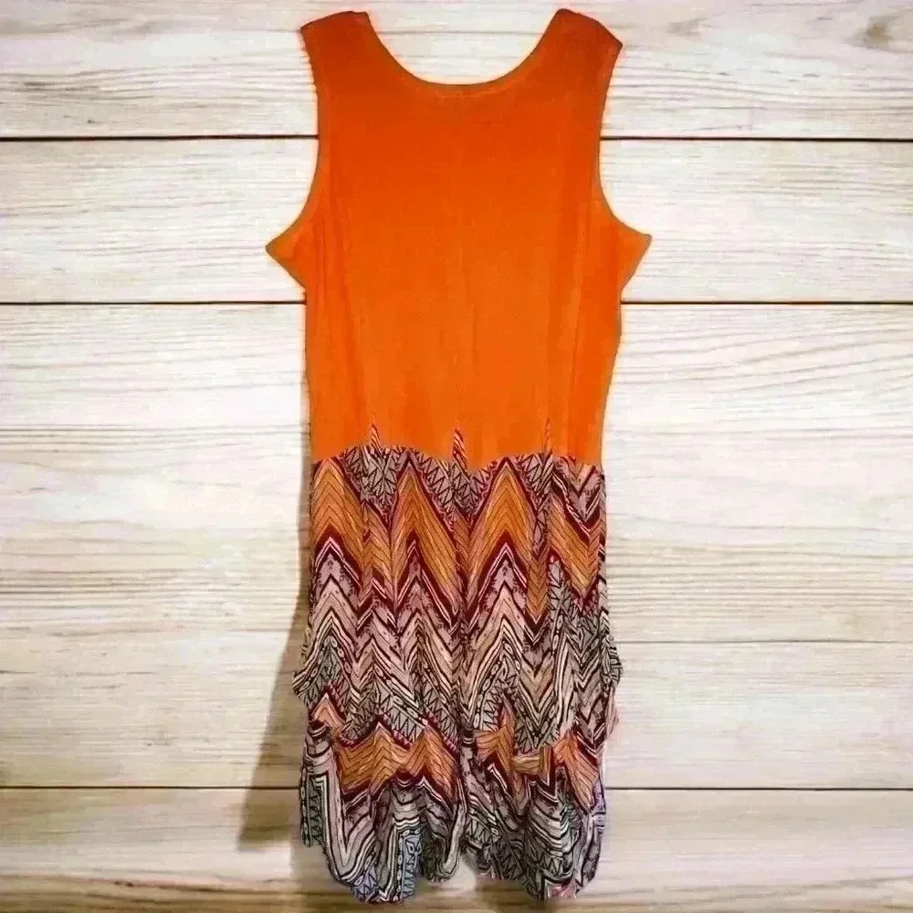 Ashley Stewart Bustle Dress Boho Gypsy Drop Waist Fit Flare Y2K Lagenlook 22/24 - Picture 2 of 10